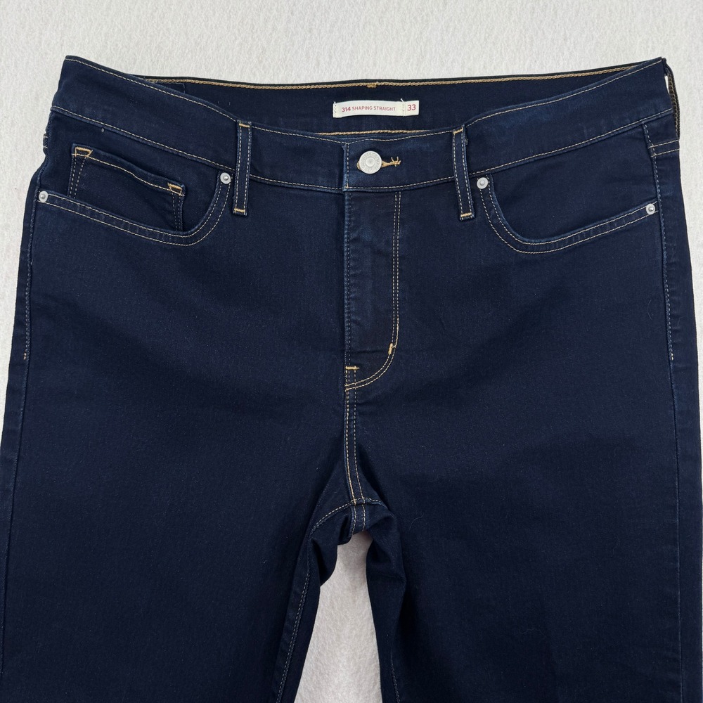 Levis 314 Shaping Straight High Rise Jeans Women 33 (37x31) Dark Wash Blue Denim